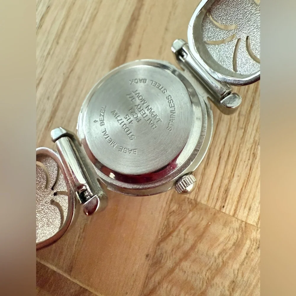 Vintage style Studio time ladies silver tone marcasite watch NEW BATTERY